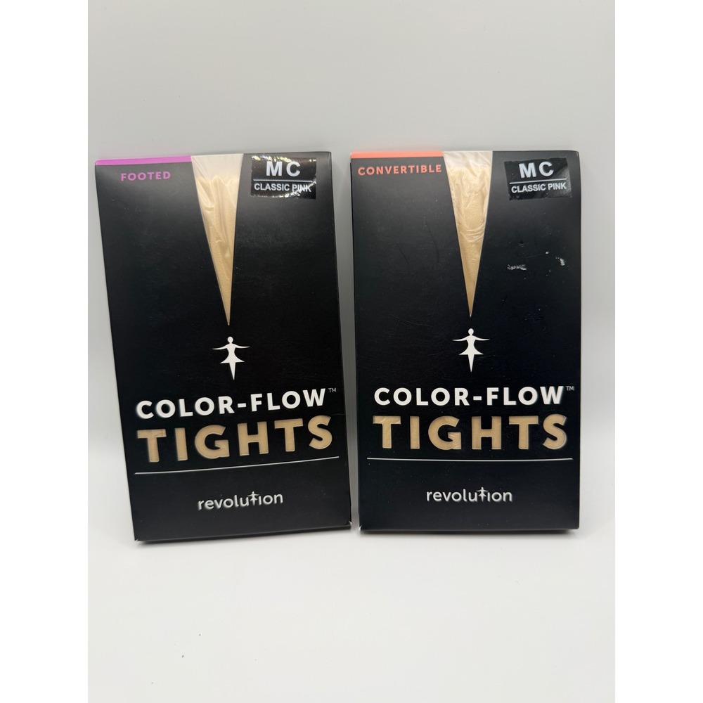 Revolution Color-Flow Tights 2 Pack Footed & Convertible Classic Pink Size MC